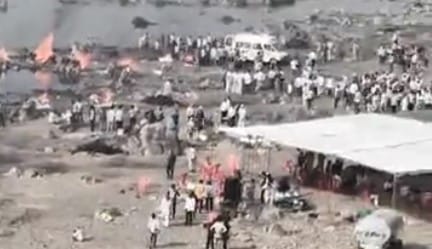 नेमावर घाट पर जलीं एक साथ 18 चिताएं