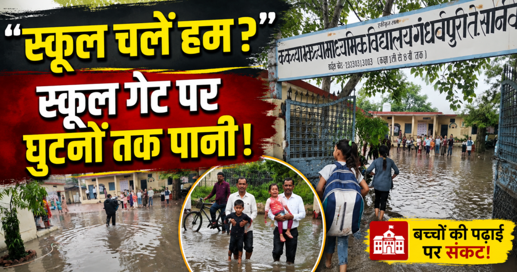 गंधर्वपुरी स्कूल में जलभराव
